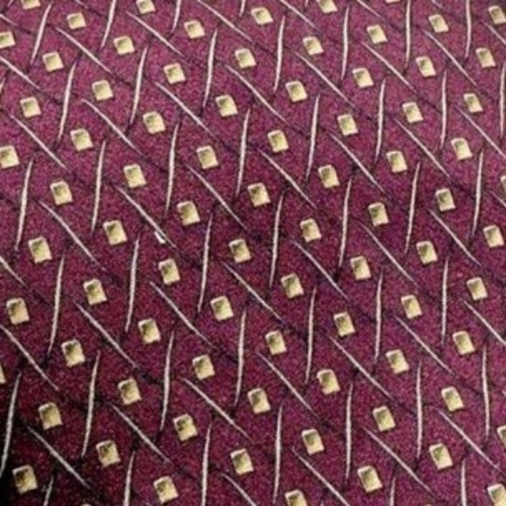 ZIGGURAT by Mulberry Burgundy Geometric Neat Classic Printed Silk‎ Tie